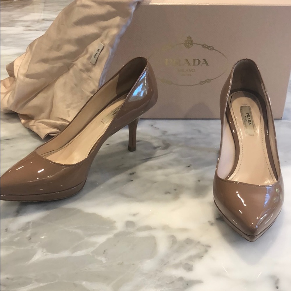 Prada nude patent heel